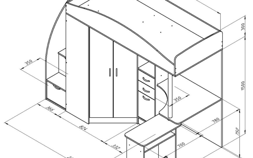 Кровать чердак Теремок-1 Гранд