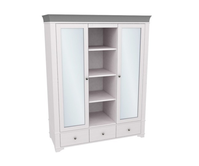 Шкаф с 2-мя зеркальными дверями и полками "Бейли" белый воск Шкаф с 2-мя зеркальными дверями и полками "Бейли" белый воск