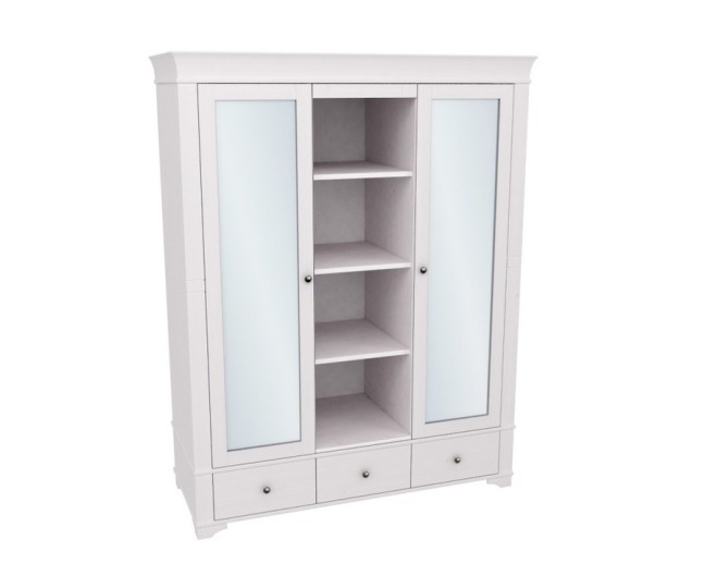 Шкаф с 2-мя зеркальными дверями и полками "Бейли" белый воск Шкаф с 2-мя зеркальными дверями и полками "Бейли" белый воск