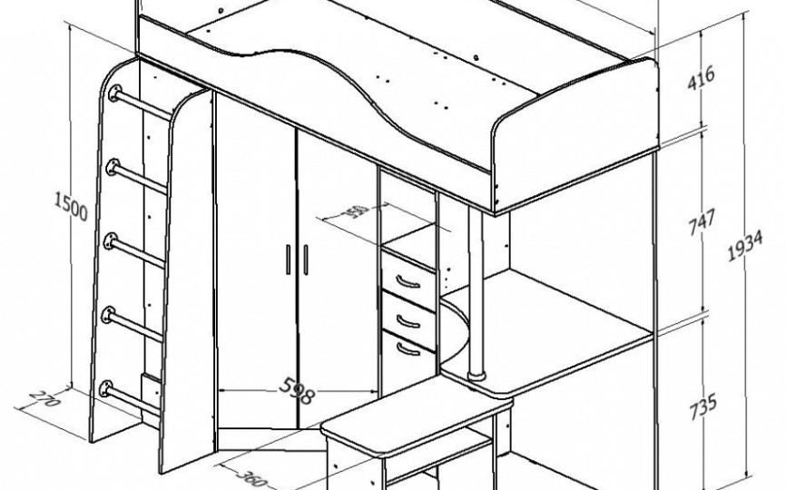 Кровать чердак Теремок-1 