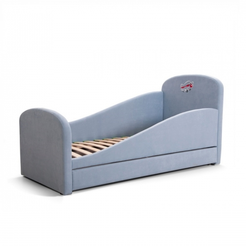 Кроватка с мягкими бортиками "Самолетик" (серая)
