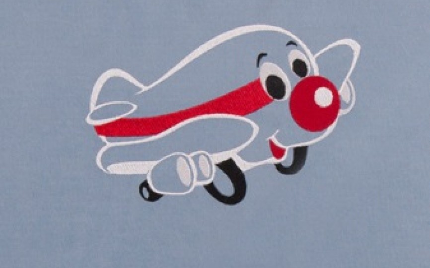 Кроватка с мягкими бортиками "Самолетик" (серая)