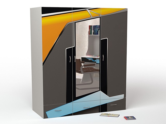 Шкаф 3-х дверный с зеркалом "Pilot" для мальчика Шкаф 3-х дверный с зеркалом "Pilot" для мальчика