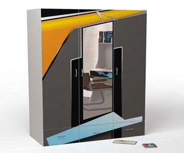 Шкаф 3-х дверный с зеркалом "Pilot" для мальчика Шкаф 3-х дверный с зеркалом "Pilot" для мальчика