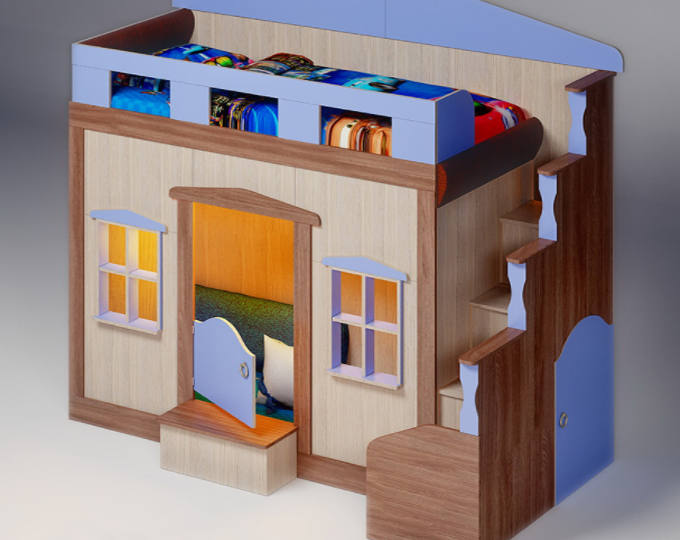 Кровать чердак с окошками Фанки Хоум-1 арт. 11001