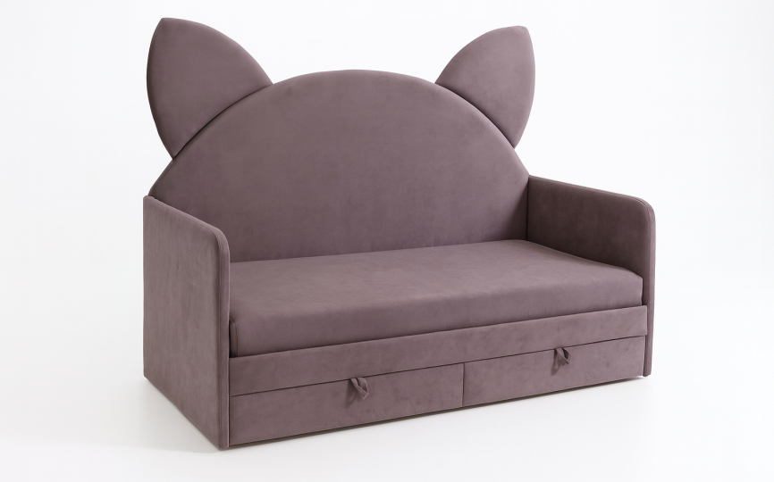 Кровать диван Котя с высокой спинкой с ушками