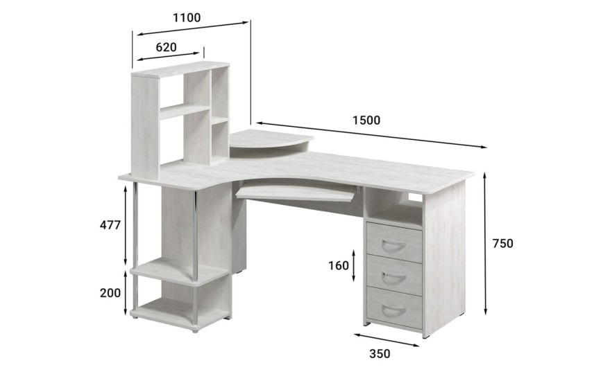 Стол компьютерный С-237+СЕ237 сосна винтер