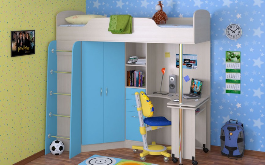 Кровать чердак Теремок-1