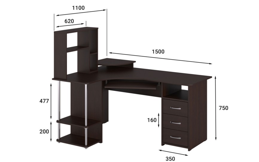 Стол компьютерный С-237+СЕ237 венге