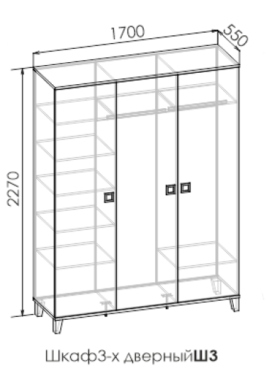 Шкаф 3-х створчатый Вектра Ш3 Шкаф 3-х створчатый Вектра Ш3