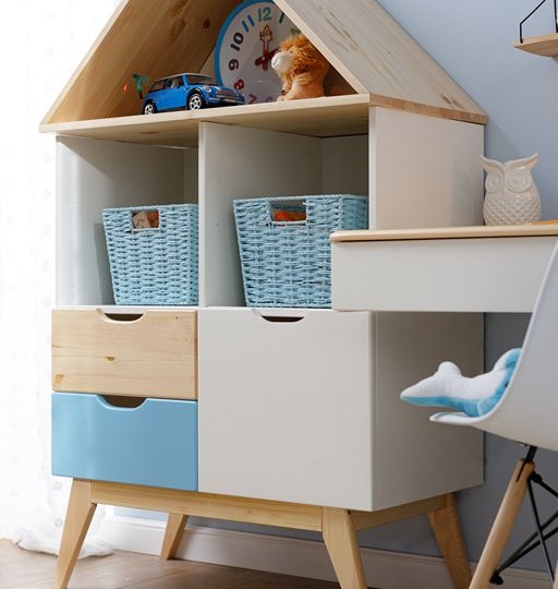 Комод - квадрат с двумя открытыми полками Тимберика Кидс №6 на ножках