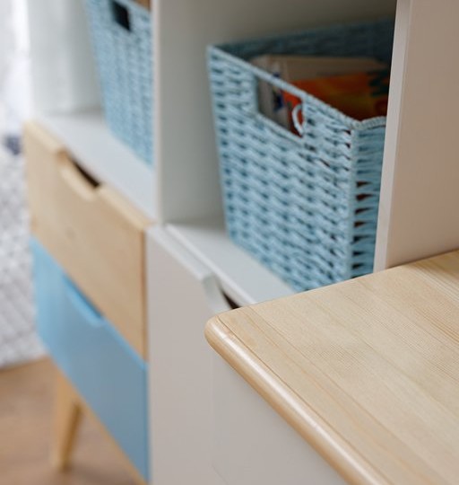 Комод - квадрат с двумя открытыми полками Тимберика Кидс №6 на ножках