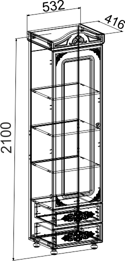 Пенал Ассоль АС-01 со стеклом Белый