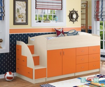 Детская кровать-чердак низкая "Дюймовочка-4" 