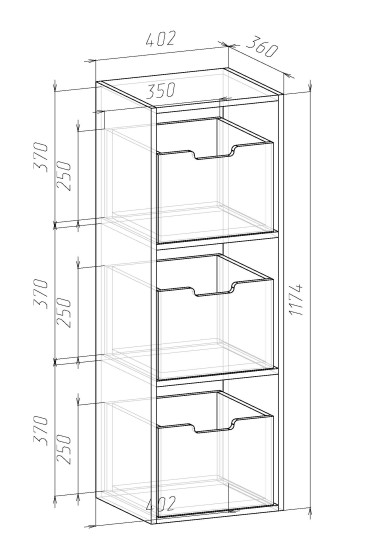 Стеллаж односекционный 13/69СВ + ящики 13/70СВ Фанки Кидз.