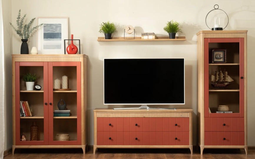 Тумба ТВ Грета №4 широкая, 2+2 ящика