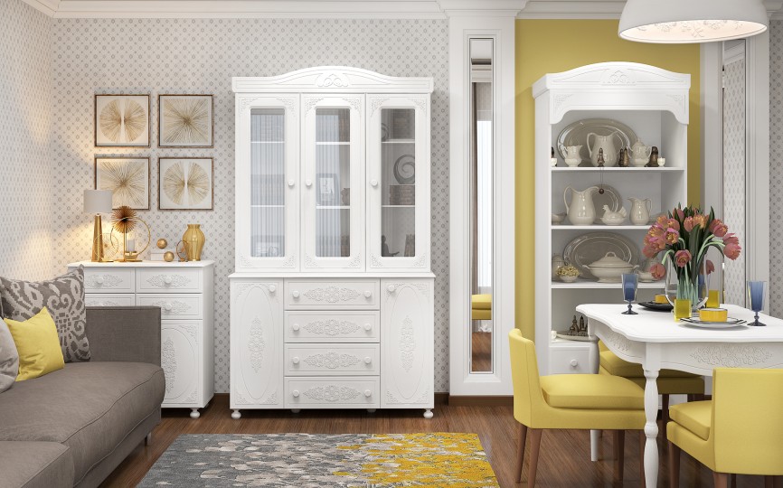 Пенал Ассоль АС-01 с зеркалом Белый