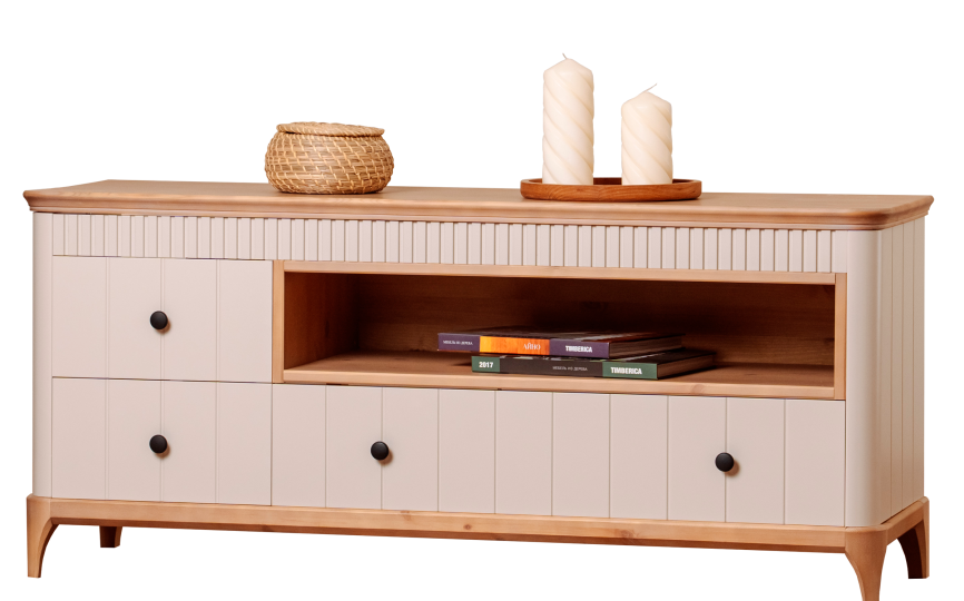 Тумба ТВ Грета №5, 6 широкая,  три ящика и ниша