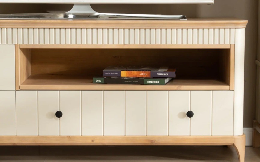 Тумба ТВ Грета №5, 6 широкая,  три ящика и ниша