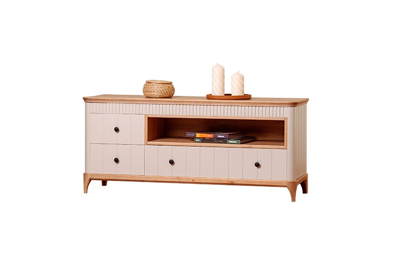 Тумба ТВ Грета №5, 6 широкая,  три ящика и ниша