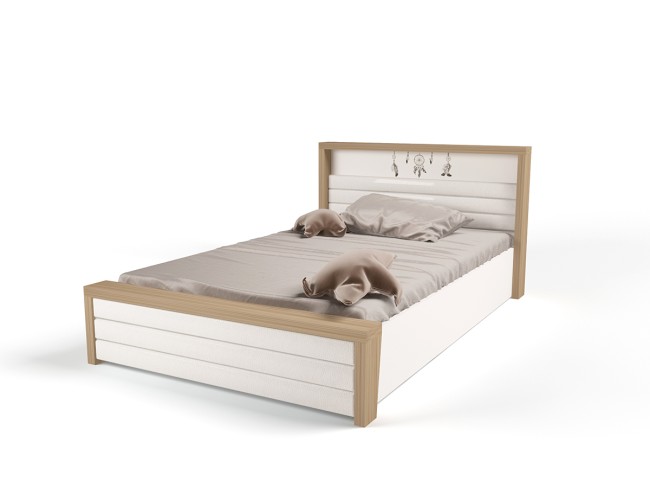 Кровать №6 с подъемным механизмом, с мягким изножьем MIX Ловец снов (кремовый, цветной), 190х120 см