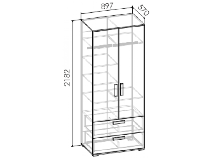 Шкаф многофункциональный Ш2.М "Румика SKY"