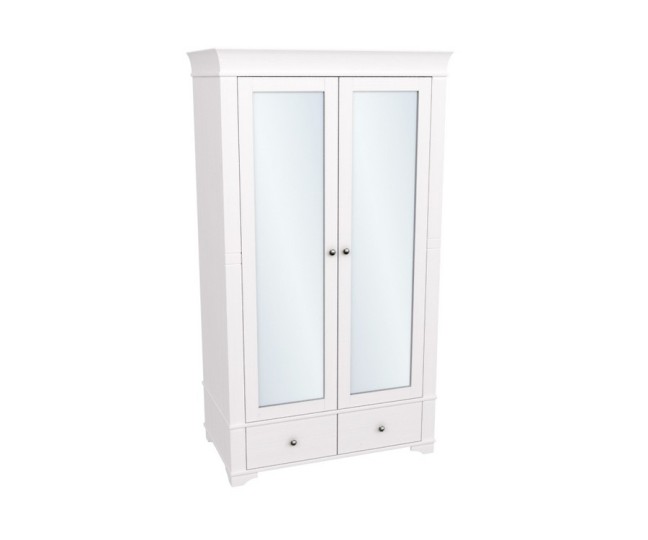 Шкаф 2х дверный с зеркальными дверями "Бейли" белый воск