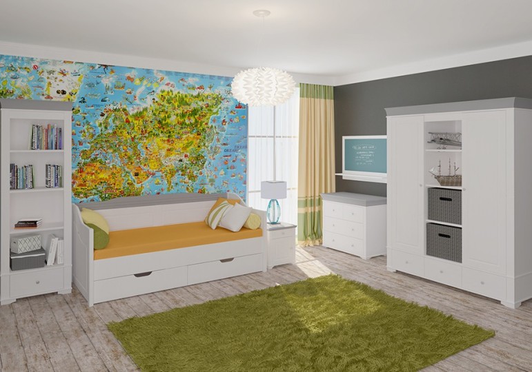 Шкаф 2х дверный с зеркальными дверями "Бейли" белый воск