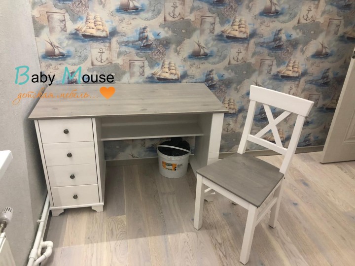 Шкаф 2х дверный с зеркальными дверями "Бейли" белый воск