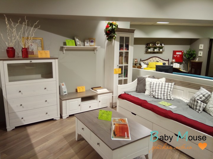 Шкаф 2х дверный с зеркальными дверями "Бейли" белый воск