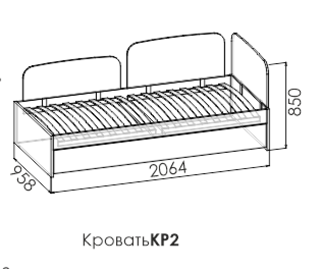 Кровать с ящиком Вектра КР2