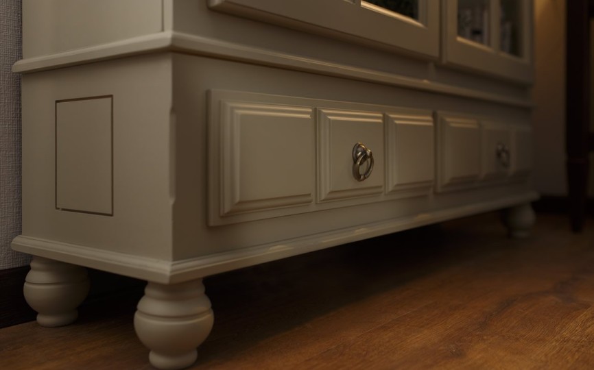 Сервант - витрина двухдверный Бьёрт на круглых ножках 1-50