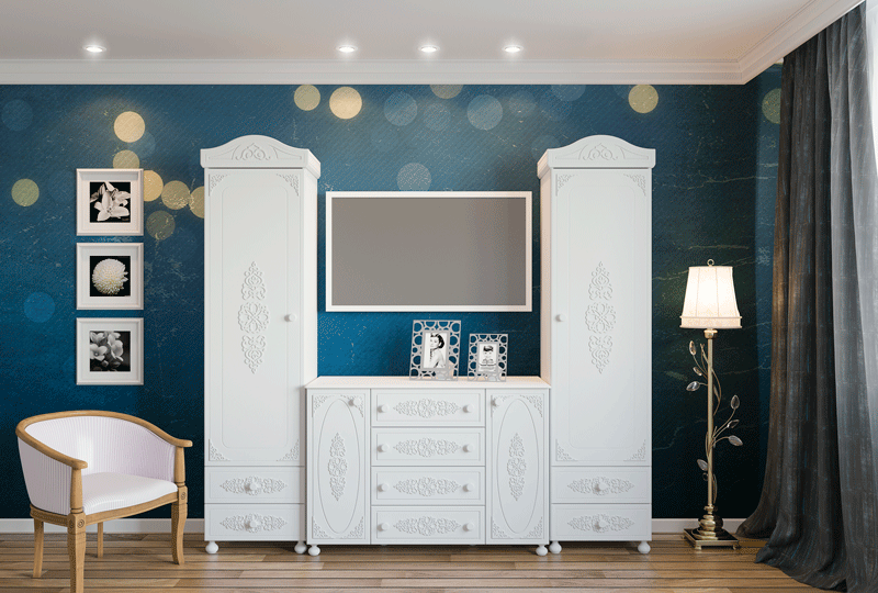 Набор мебели для гостиной Ассоль № 1 Белый