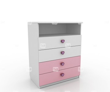 Комод с 4-мя ящиками и полкой Mary Pink
