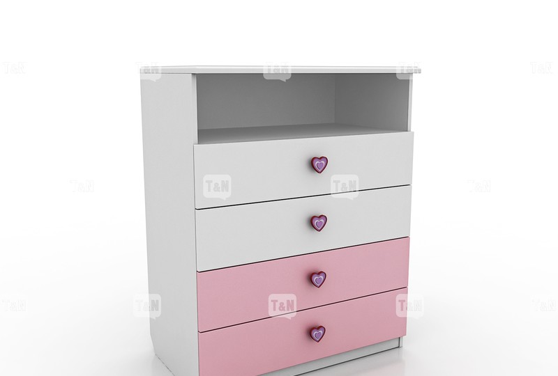 Комод с 4-мя ящиками и полкой Mary Pink