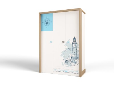 Шкаф 3-х дверный MIX OCEAN (голубой или кремовый)