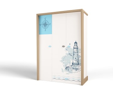 Шкаф 3-х дверный MIX OCEAN (голубой или кремовый)