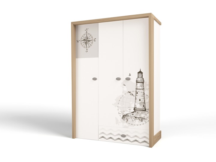 Шкаф 3-х дверный MIX OCEAN (голубой или кремовый)