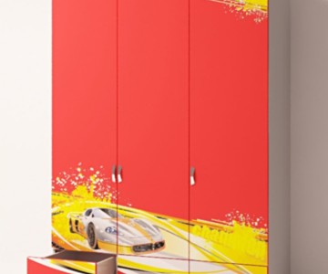 Шкаф 3-х дверный "Champion" красный для мальчика Шкаф 3-х дверный "Champion" красный для мальчика