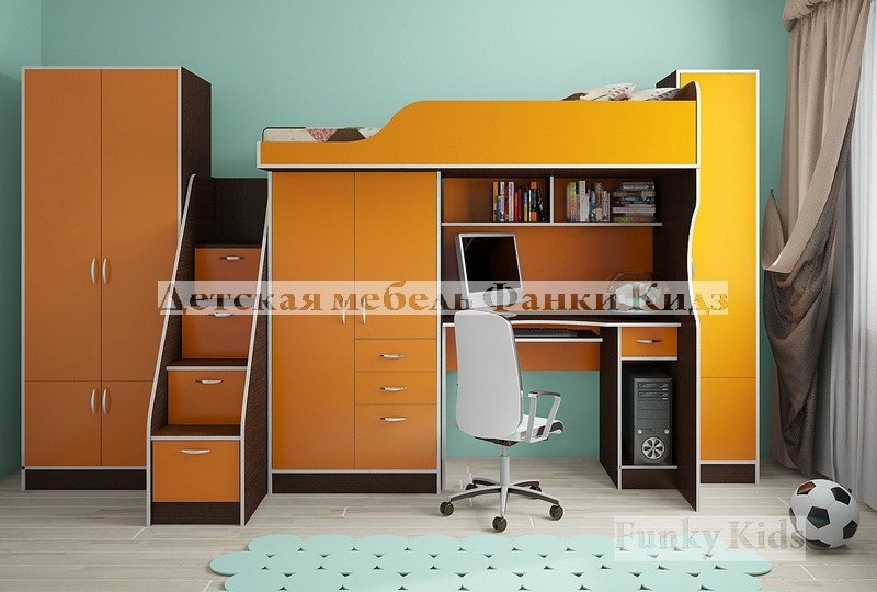 Детская комната с кроватью чердаком Фанки Кидз 4 