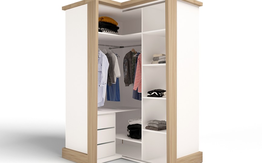 Шкаф угловой, гармошка MIX OCEAN (голубой или кремовый)