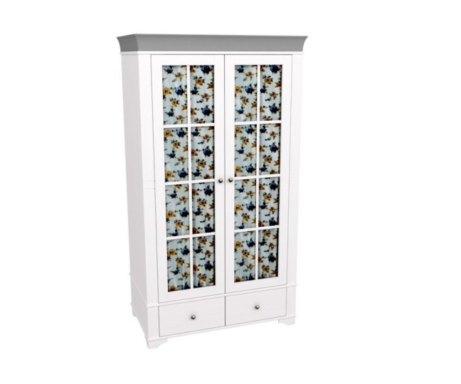 Шкаф 2х дверный со стеклянными дверями "Бейли" белый воск Шкаф 2х дверный со стеклянными дверями "Бейли" белый воск