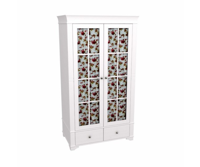 Шкаф 2х дверный со стеклянными дверями "Бейли" белый воск Шкаф 2х дверный со стеклянными дверями "Бейли" белый воск