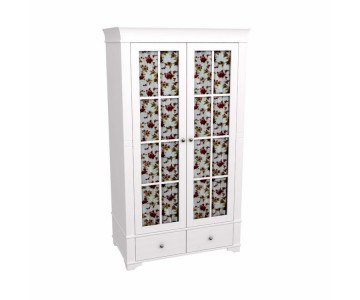 Шкаф 2х дверный со стеклянными дверями "Бейли" белый воск