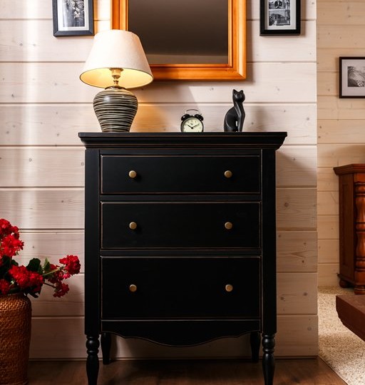 Тумба Бьёрт три ящика на высоких ножках 1-54