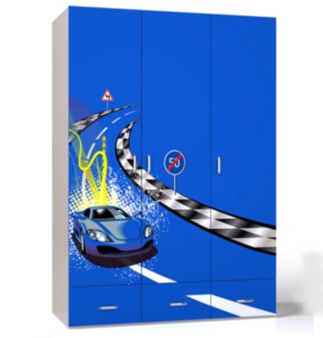 Шкаф 3-х дверный "Formula" синий для мальчика