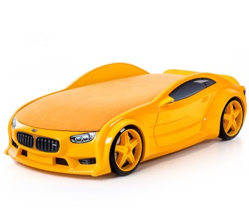 Кровать-машина объемная NEO "БМВ" желтая