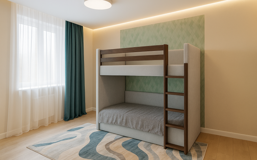 Кровать мягкая  двухъярусная Чип и Дейл