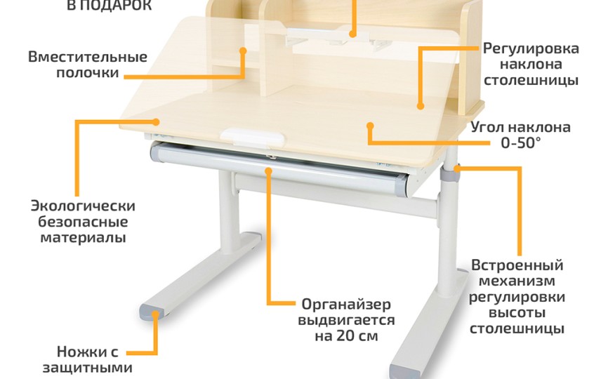 Детский стол ErgoKids Compas Max WG/G (TH-308 Max WG/G)