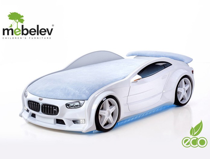 Кровать-машина объемная NEO "БМВ" белая Кровать-машина объемная NEO "БМВ" белая